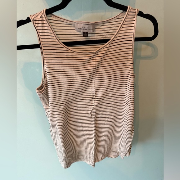 Knit By Hampshire Studio Striped Neutral Tank Top Size Small - Picture 1 of 4